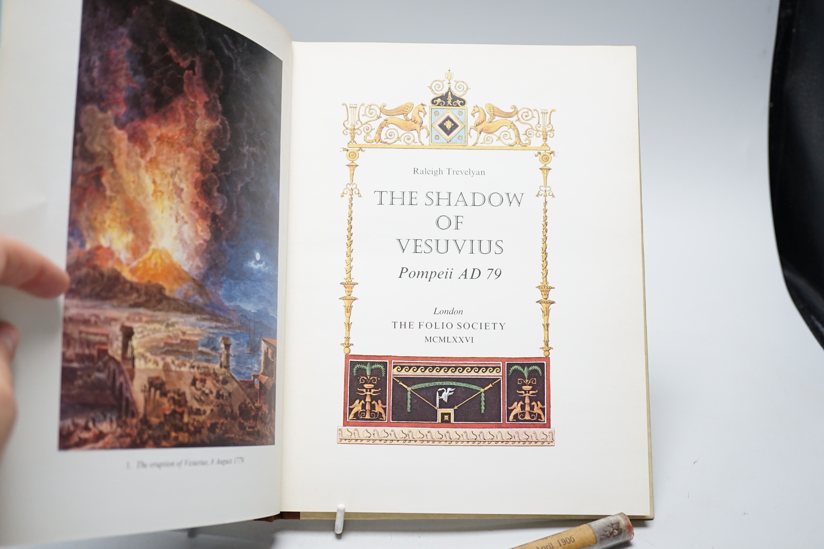 Vesuvius Ash Rain in a glass tube, dated April 1906 together with The Shadow of Vesuvius by Raleigh Trevelyan